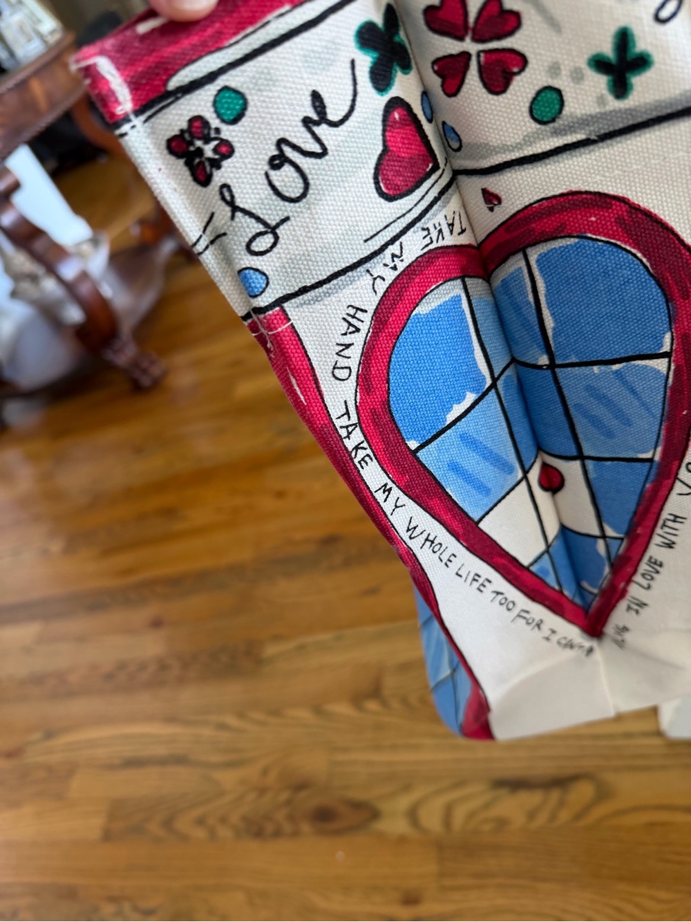 Brighton Blue and Pink Love Sparkle Tote with Bow and Patchwork Hearts - Picture 5 of 13